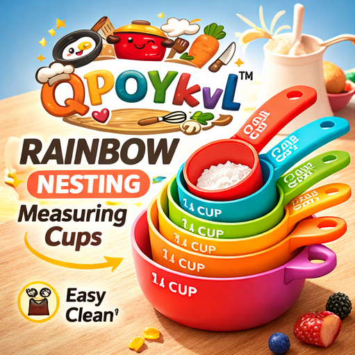 QPOYkvl™Rainbow Nesting Measuring Cups – Colorful Stackable Measuring Cups for Baking, Cooking Prep Tools, Kitchen Measuring Set