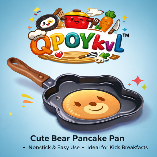 QPOYkvl™ BearBuddy Pancake Frying Pan – Nonstick Animal Pancake Pan for Eggs, Kids Breakfast Cookware, Cute Kitchen Tool