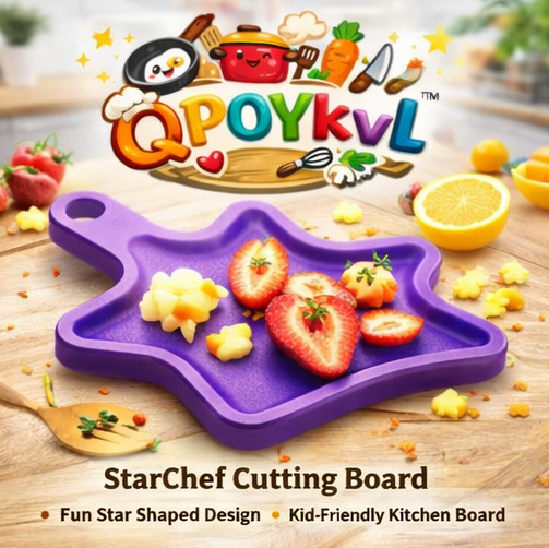QPOYkvl™ StarChef Cutting Board – Star-Shaped Chopping Board for Kids, Food Prep, Fun Kitchen Accessory
